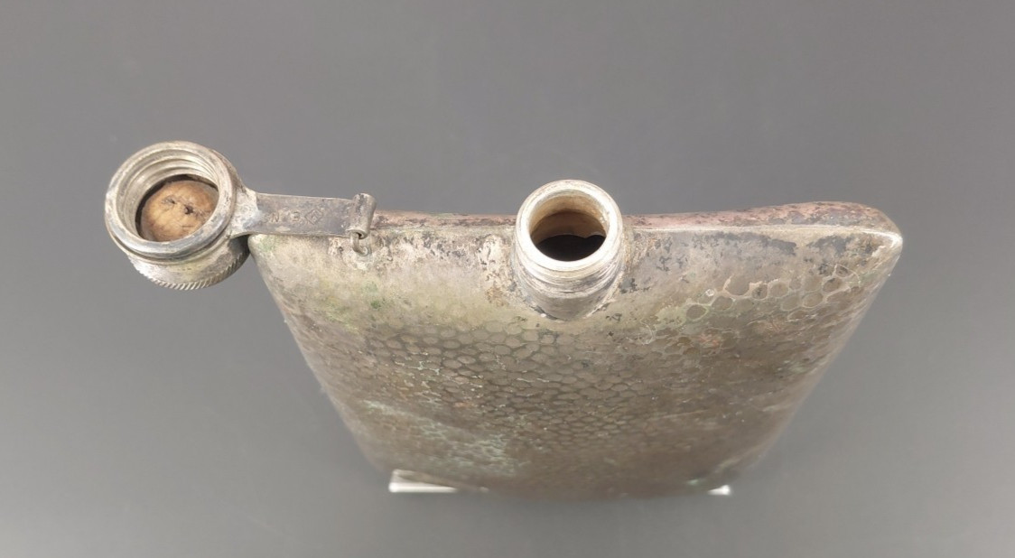 Vintage Hammered Silver Plate Hip Flask