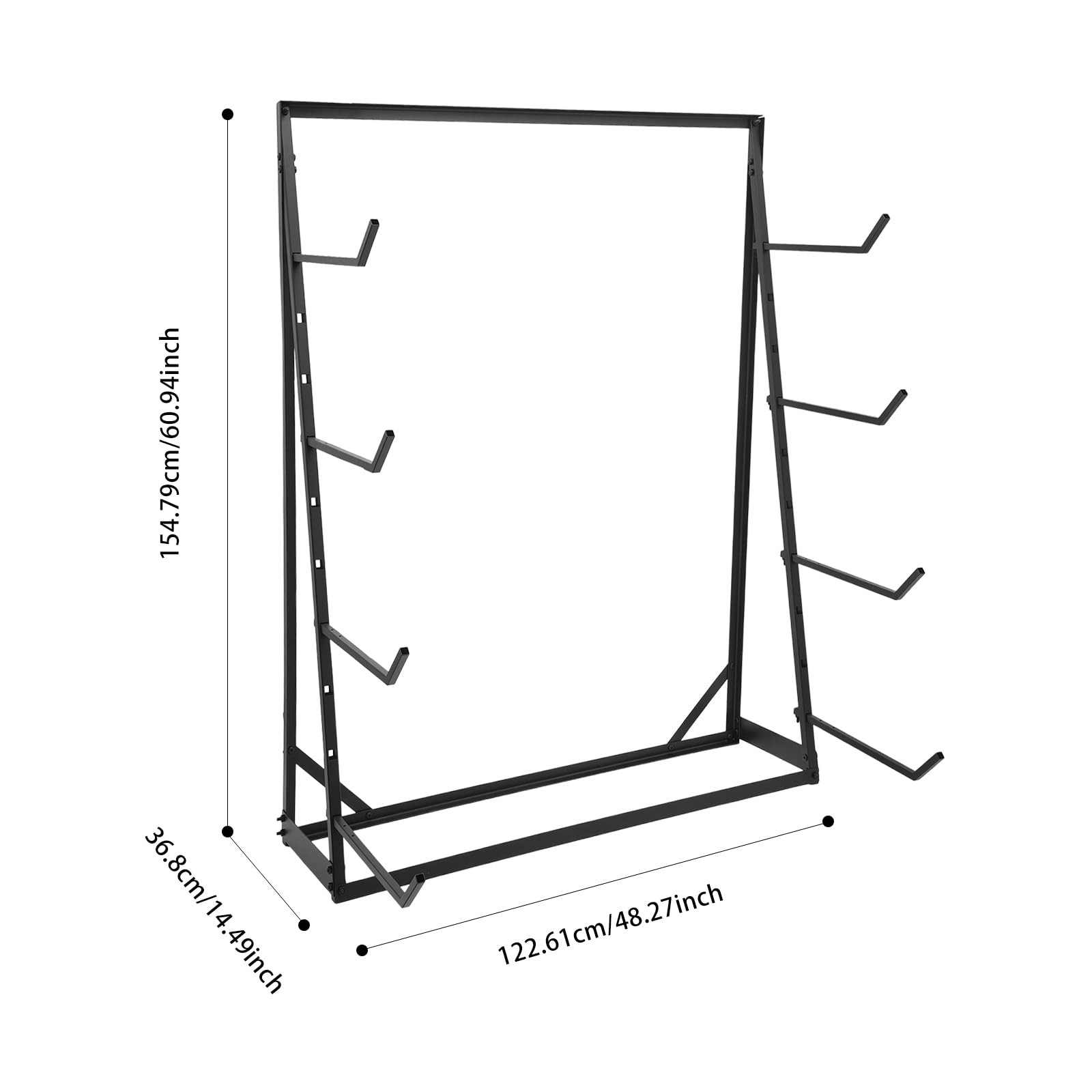 4 Tier Steel Horizontal Lumber Storage Rack, Heavy Duty Pipe Organizer Shelf