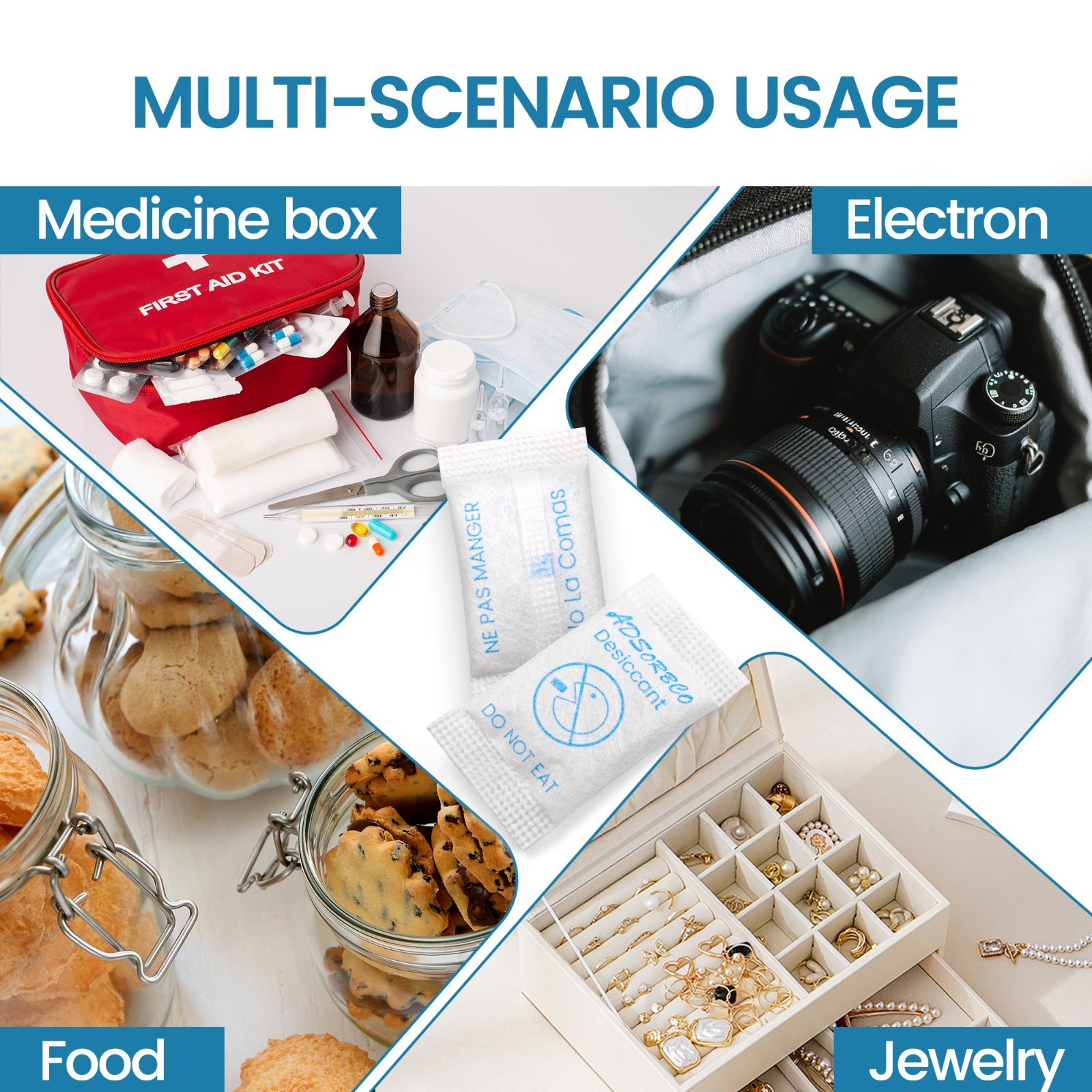 Adsorbco 3 Gram(50) Silica Gel Desiccant Packets–Mini Moisture Absorbing Packets