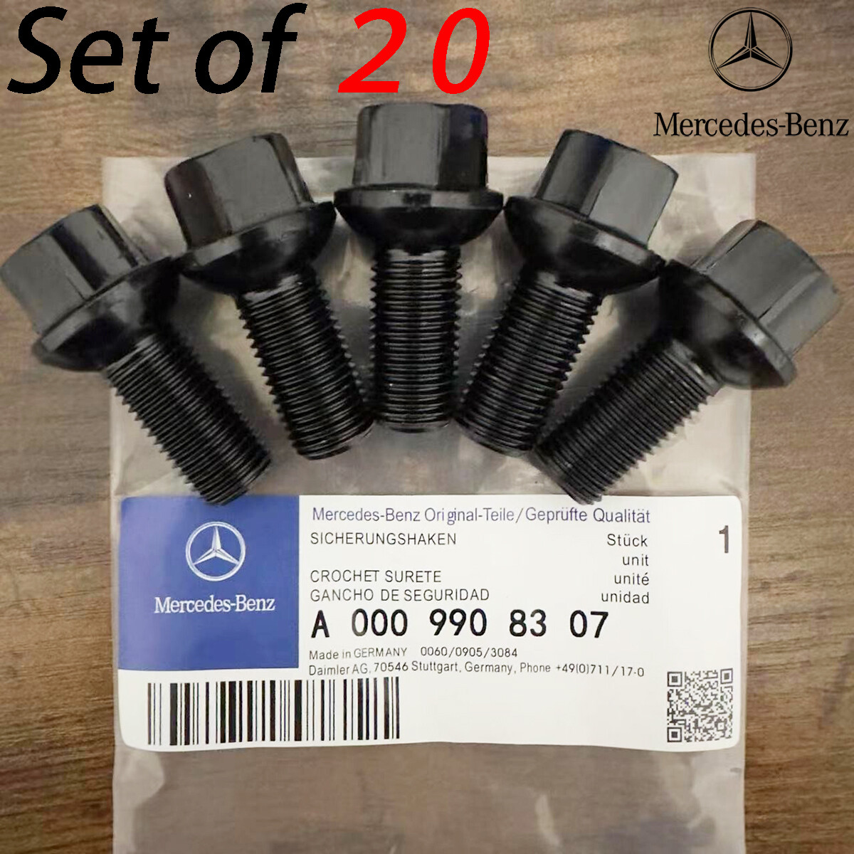20Pcs Genuine Wheel Lug Bolts Nuts 0009908307 For Mercedes Benz E-CLASS CLK CLS