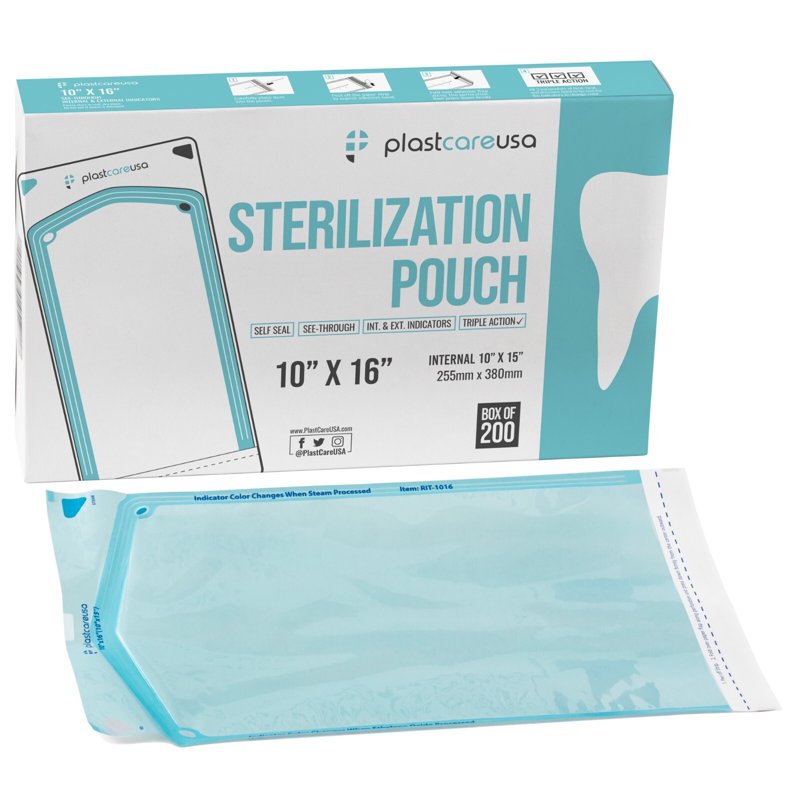 200 10" x 16" Large Self-Sealing Sterilization Pouch Sterilizer Bag Autoclave