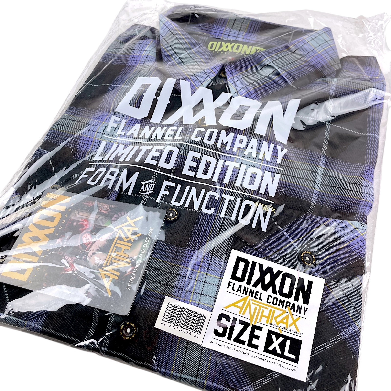 Dixxon x Anthrax Spreading the Disease Men's XL Flannel Shirt