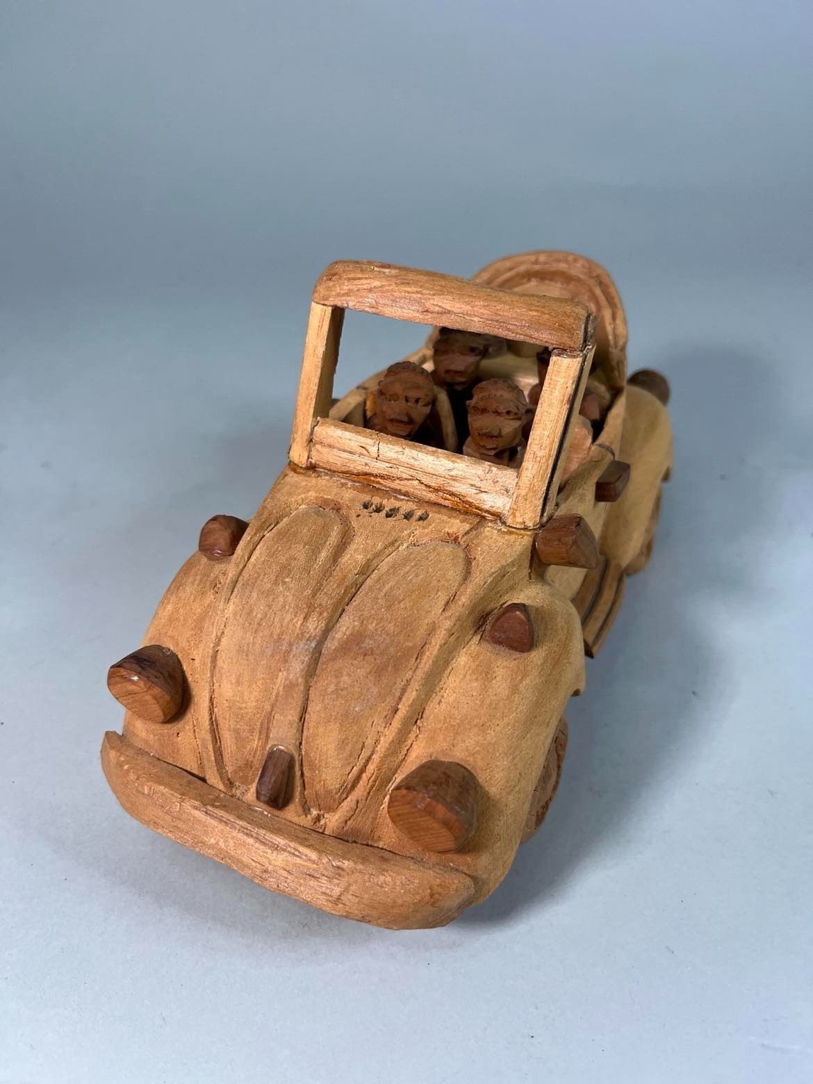 Vintage Ghana African Folkart Carved Wood VW Volkswagen Beetle Cabriolet Conv.