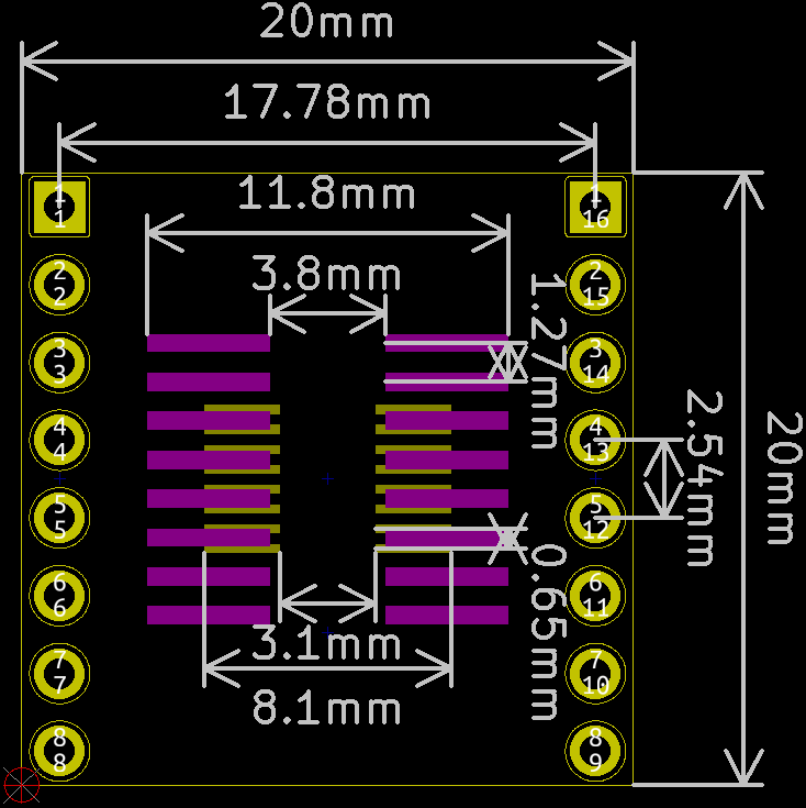 SOIC16 TSSOP16 Black PCB Adapter Boards for SMD to DIP Panel of 25