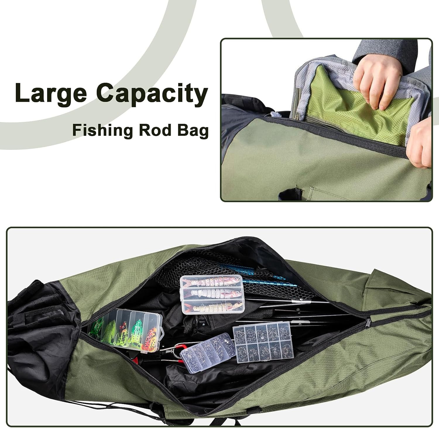 Fishing Rod Bag Fishing Rod Case Portable Foldable Fishing Pole Bag Large Capaci