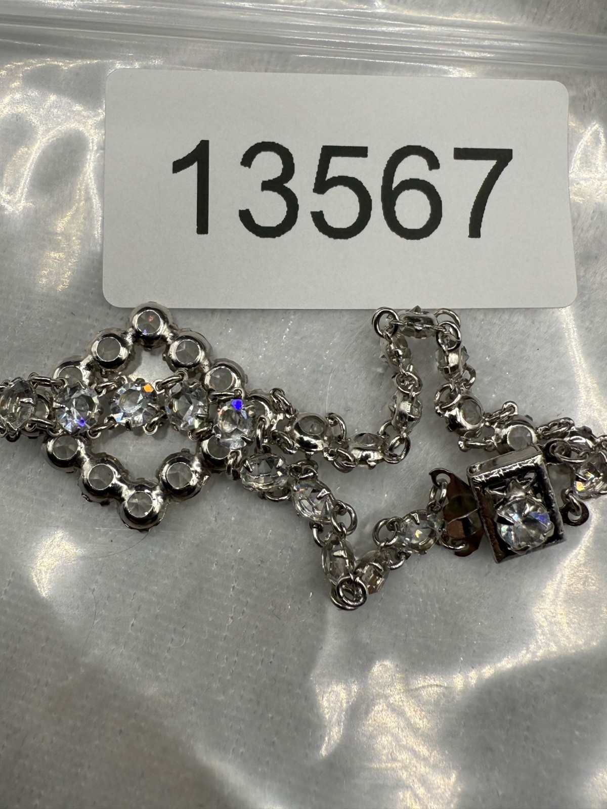 Vintage Crystal Bracelet Open Back Wedding Prom Formal 7"