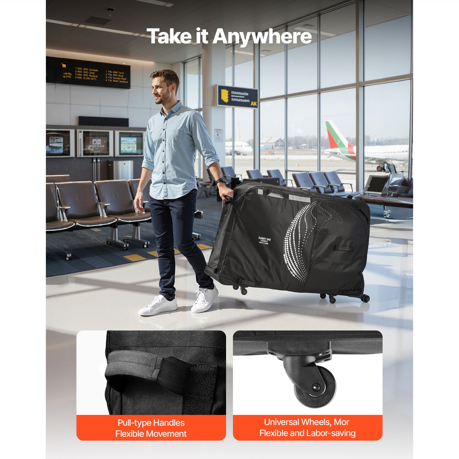 Uimoso Bike Travel Bag for 51 in Wheelbase, 600D Durable Bicycle Storage Bag