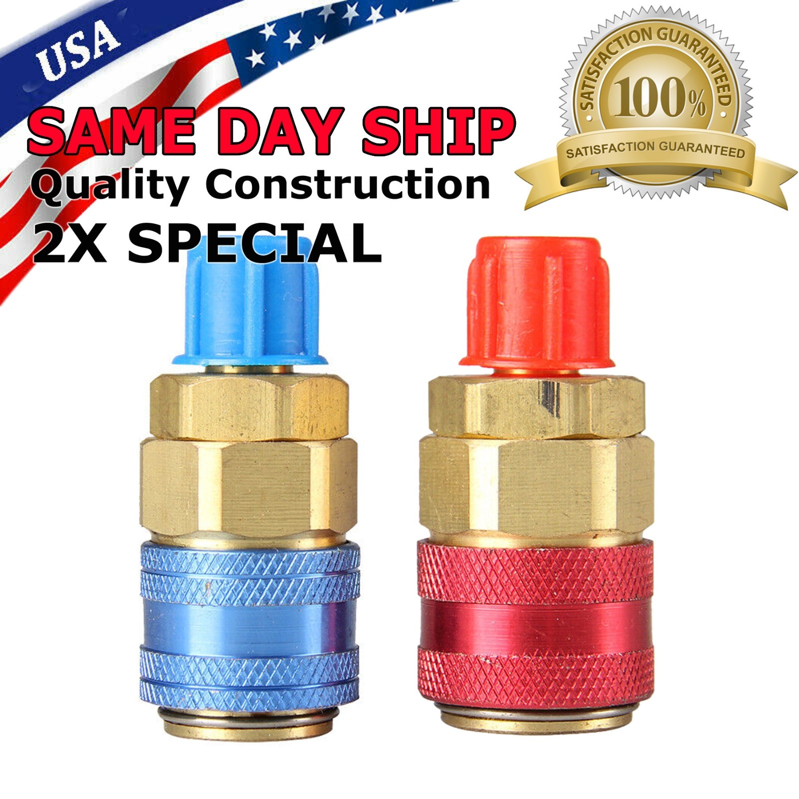 A/C R134a Quick Coupler Adapter Car High & Low Side HVAC SAE Male Flare Fitting