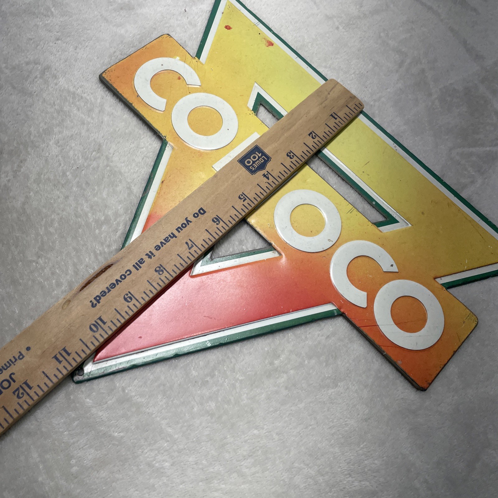 VINTAGE CONOCO Sign 12" Gasoline METAL Service Station Oil Red Yellow Faded