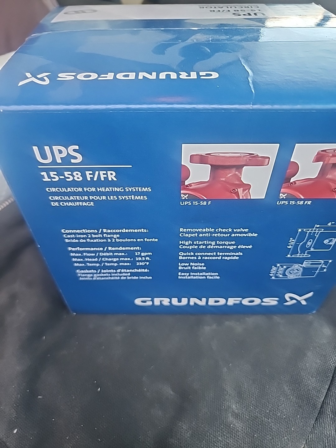 Grundfos Ups 15-58 F/fr Circulation Pump Super Brute 115v