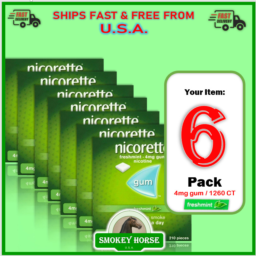 6 X Nicorette Gum 4mg Freshmint 210 Pieces ""SHIP FROM USA --- SUPER FAST""