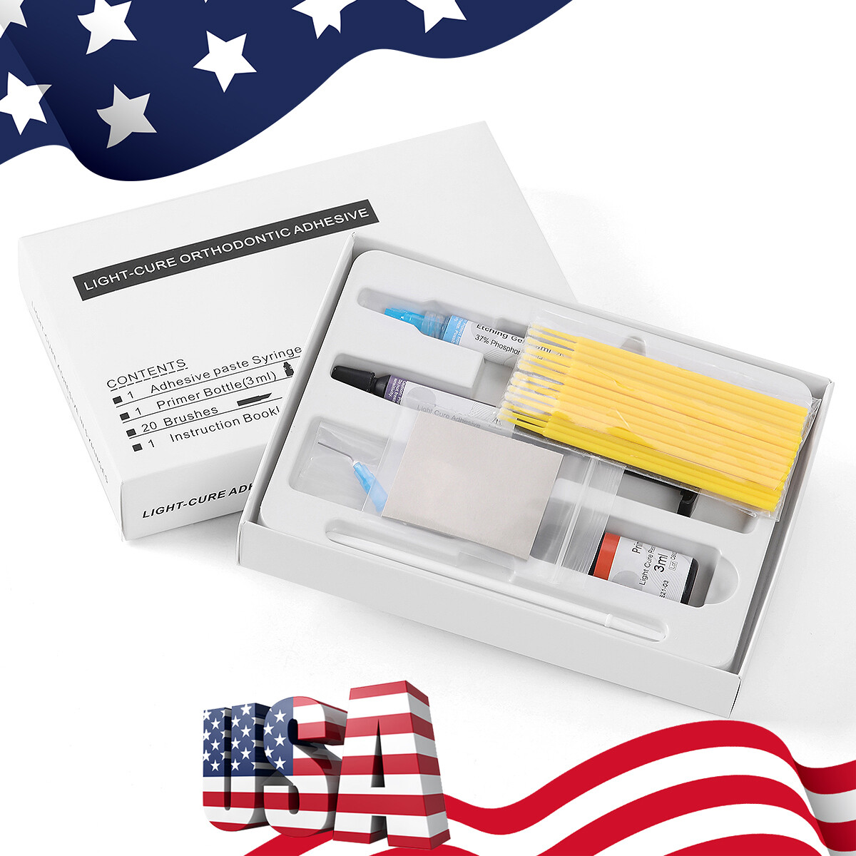 Dental Bracket Braces Glue Ortho Bonding Agents Light Cure Resin Composite Kit