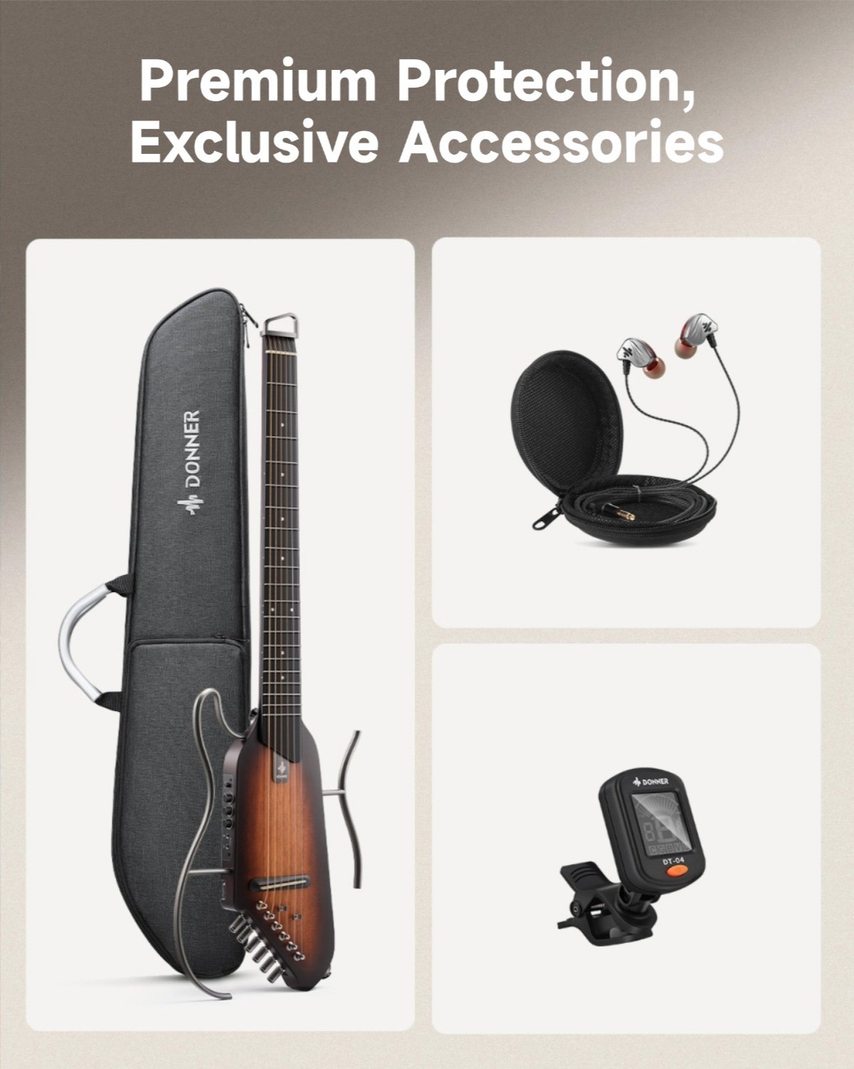 Donner HUSH™ I Acoustic Electric Travel Guitar For Silent Pratice With Headphone
