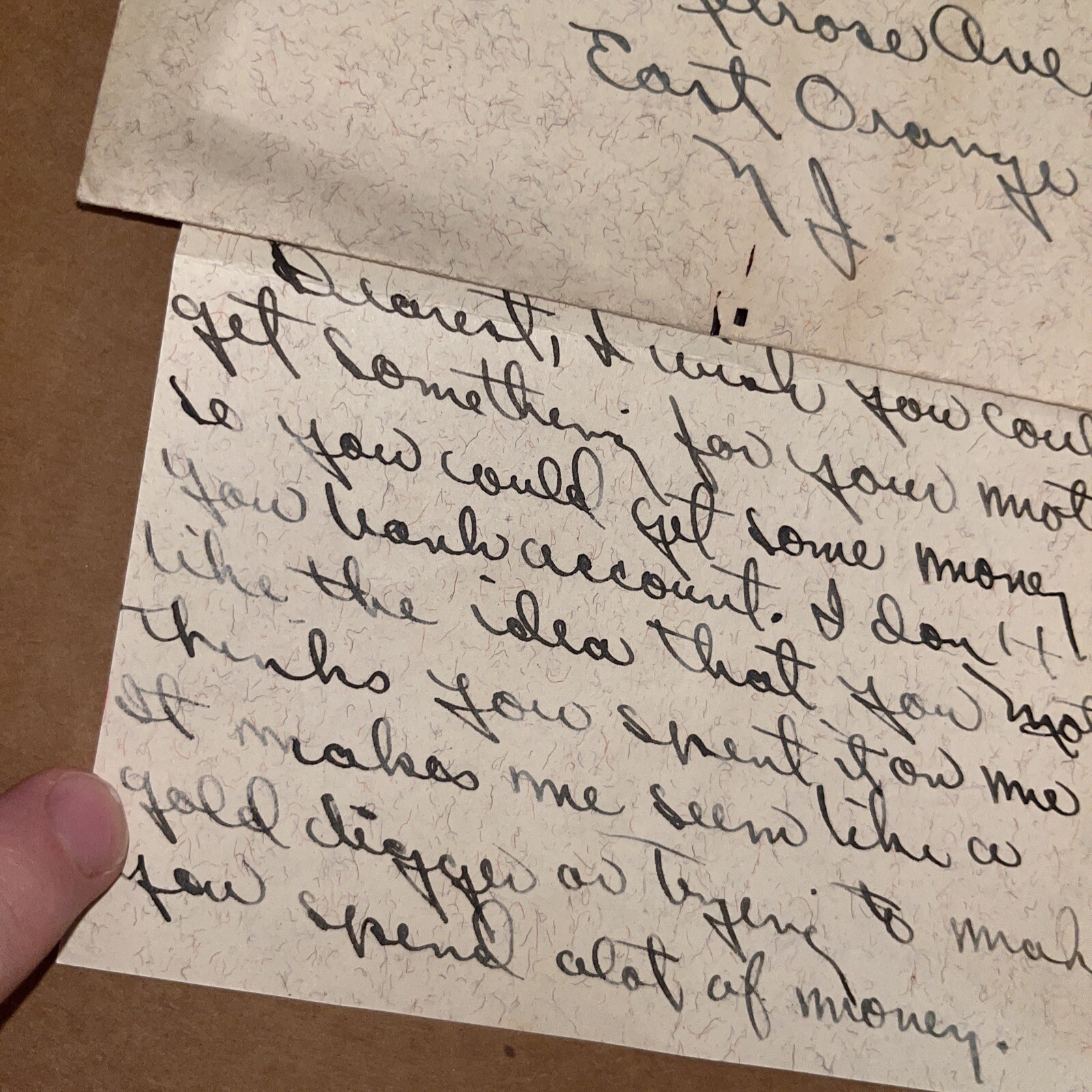 1941 “Gold Digger” Love Letter Post Great Depression: New Jersey Golddigger