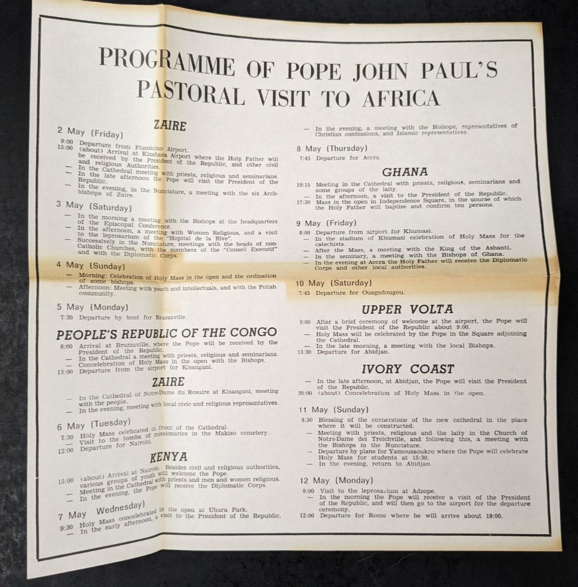 Pope John Paul II, The Golden Series Trip to African Countries Covers, Stamps