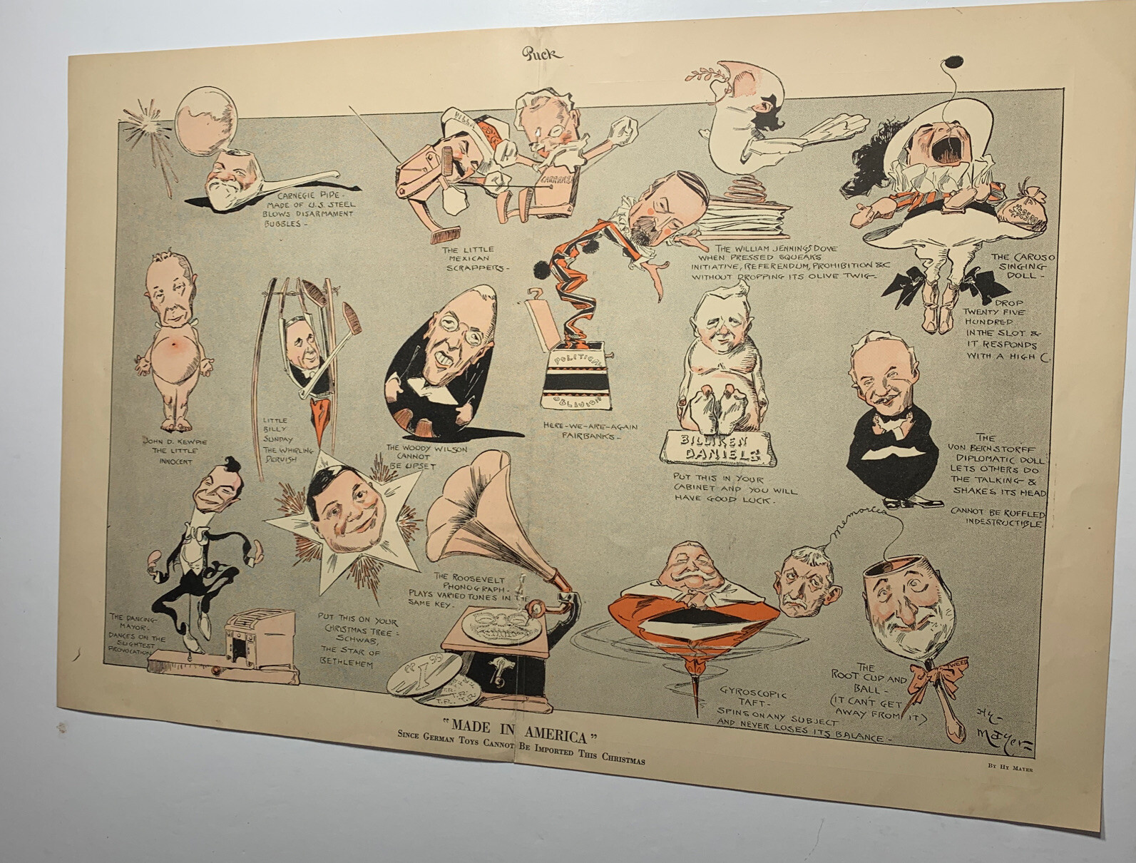 WWI 1915 Not Political Corr 2 Page Ad President Wilson No German Toys Christmas