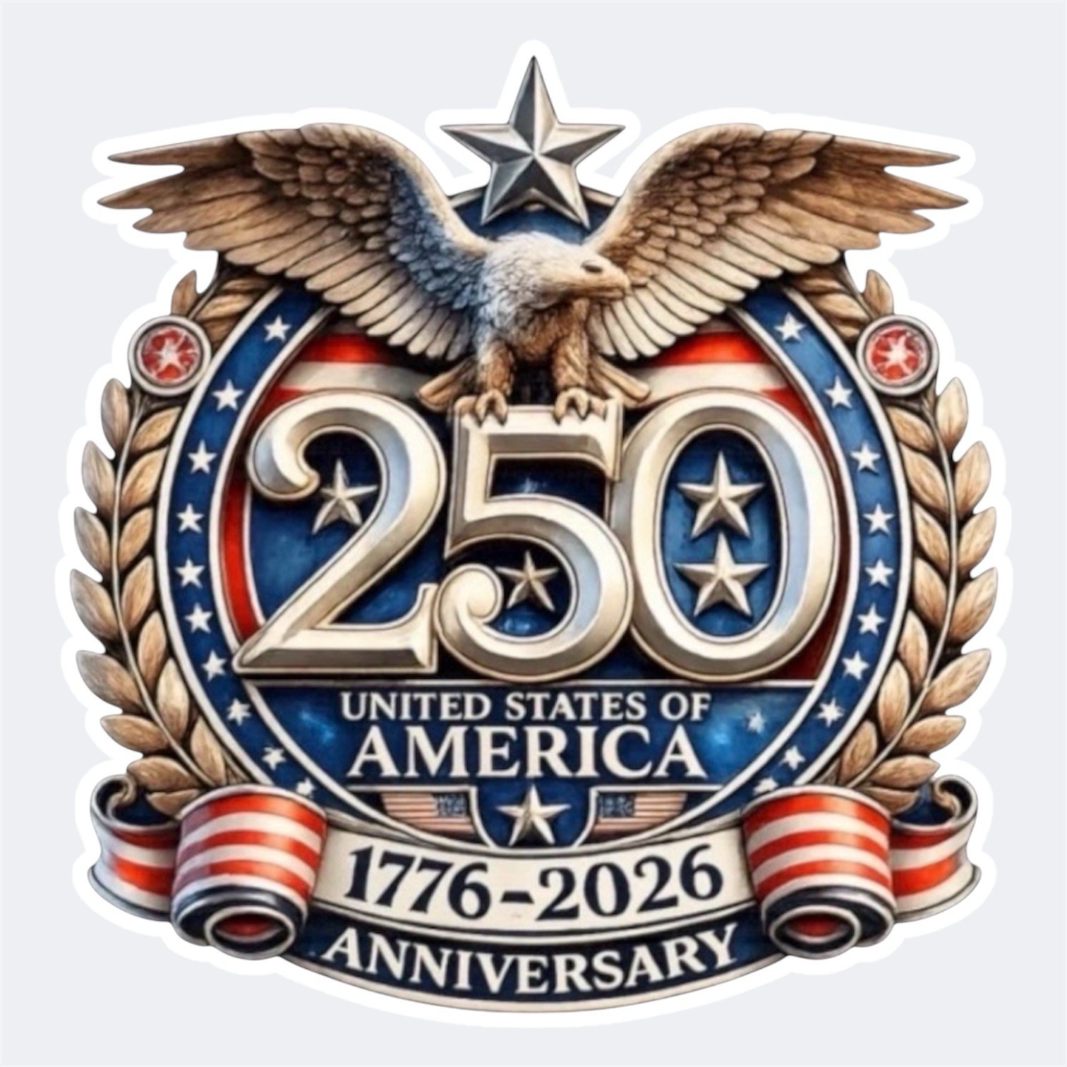 America 250th US FLAG Gold 1776-2026 Waterproof 4” INCH Vinyl Sticker Decal 1PC