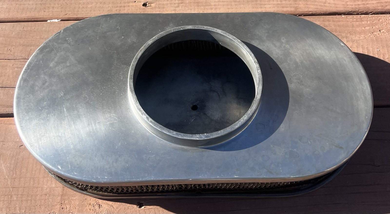 15”x 2.5" Oval Ball Milled Polished Aluminum Air Cleaner Kit With Chevy Nut