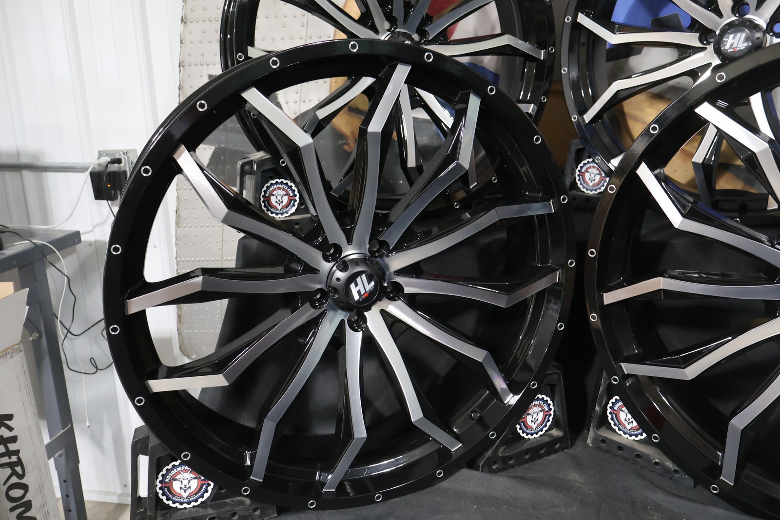 24HL21-1145 NEW HIGH LIFTER GLOSS BLACK/MACHINED 24X7 WHEELS FITS POLARIS RZR RA