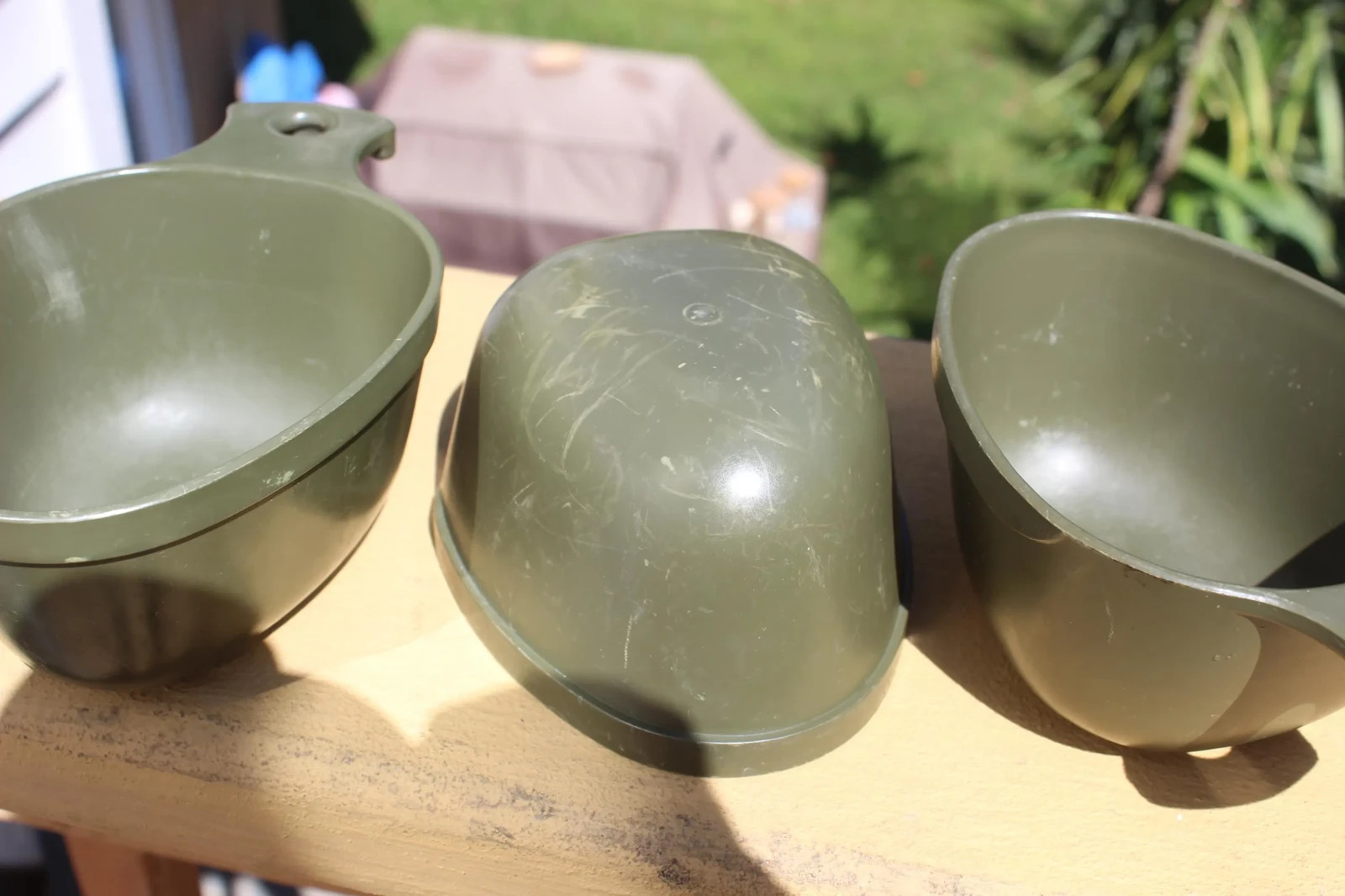 THREE Genuine USED Swedish Army Mess Kit Plastic Drinking Mug Kuksa Cup Kåsa