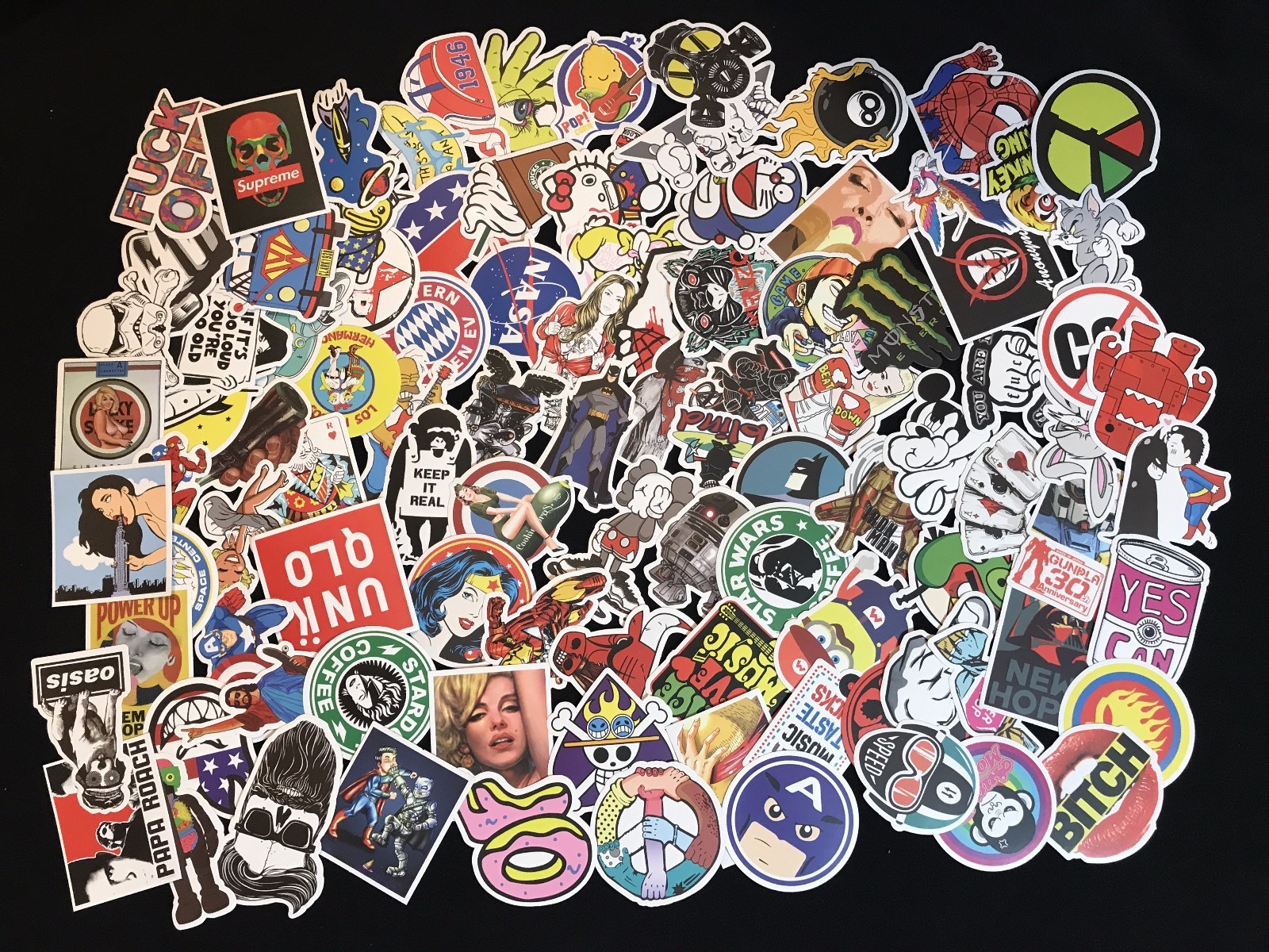 100 Random Skateboard Stickers Bomb Vinyl Laptop Luggage Decals Dope Sticker Lot