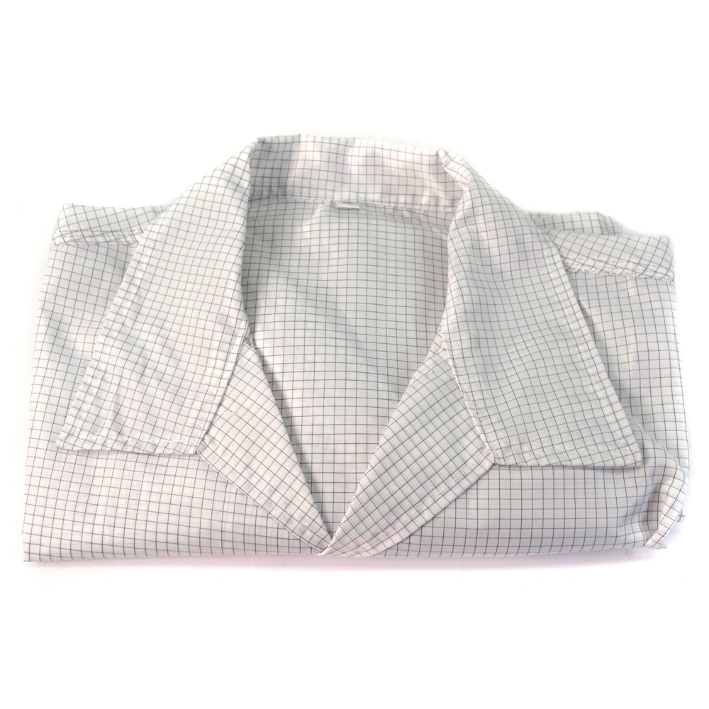 White Check ESD Safe Anti-Static Lab Coat Jacket/Smock w/ Snap Cuffs 3-Pocket XL