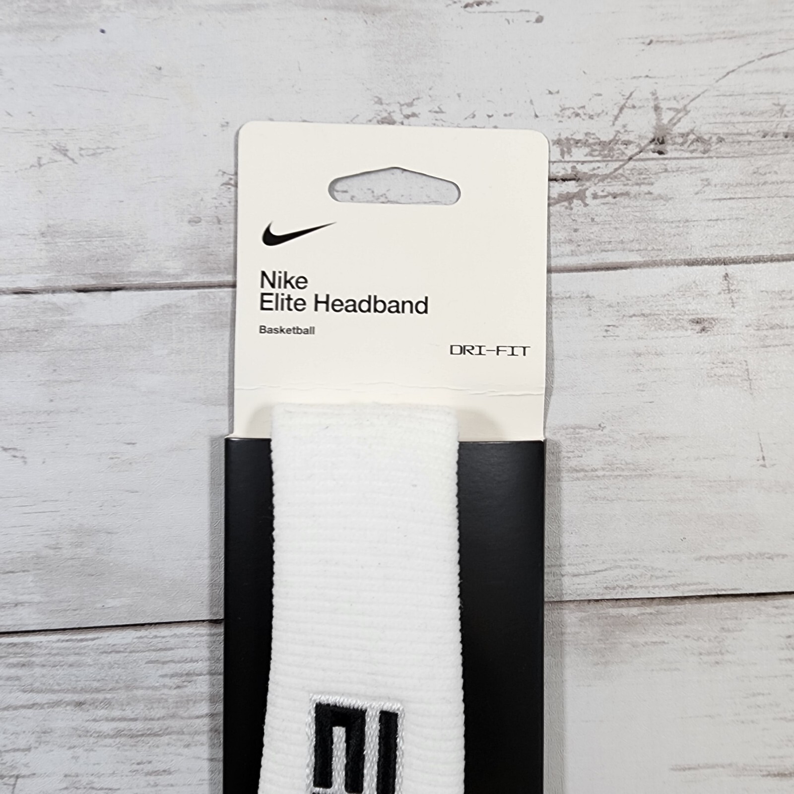 NIKE Elite Unisex Elite Headband Basketball Sports White Blk - New/Dirty