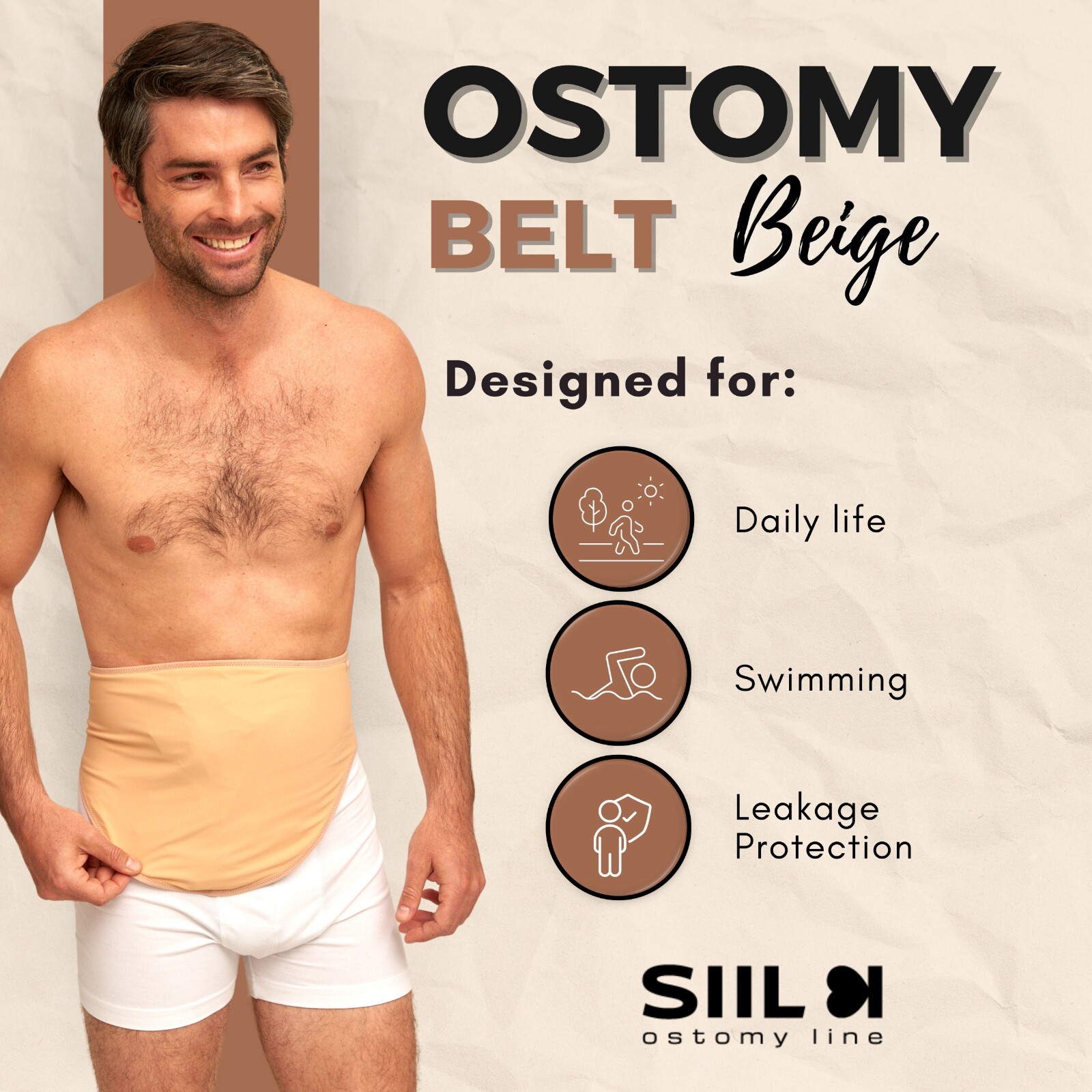Ostomy Belt for Men & Women | Beige | Ostomy Bag Covers | Ostomy Pouch Cover