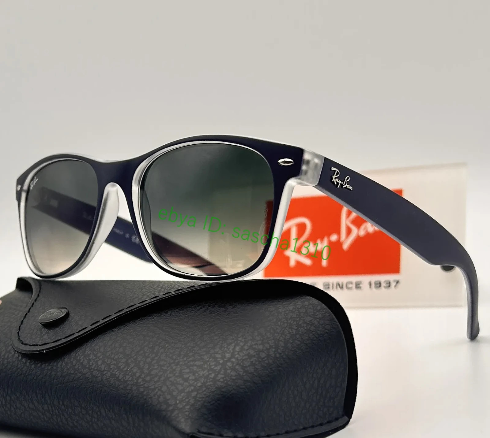 New RAY-BAN RB2132 6053/71 52mm Crystal Navy Blue Wayfarer Sunglasses ItalyUV400