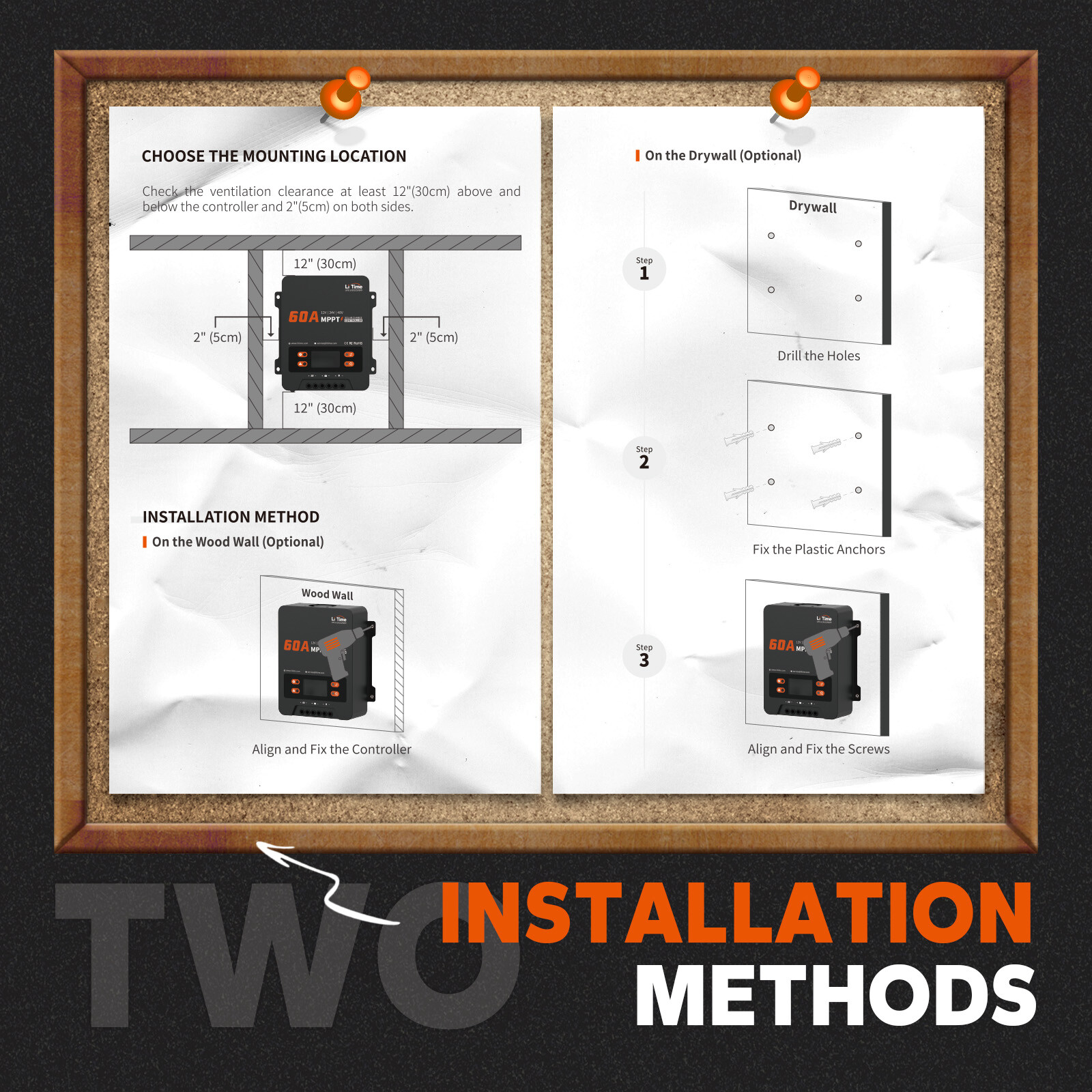 LiTime 60 Amp 12V/24V/48V DC Input MPPT Solar Charge Controller(No Bluetooth)