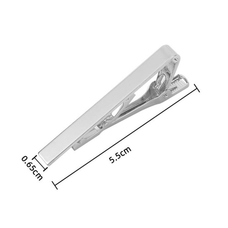 2.2" Inches Tie Clip Mens Silver Bar Necktie Silver Clasp Clamp Stainless Steel
