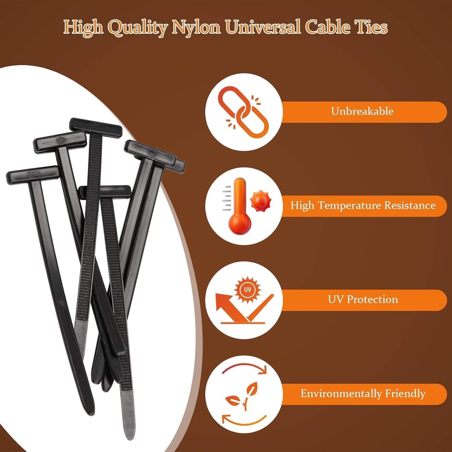 100 PCS Nylon Universal Cable Tie Buckle，Heavy Duty Self-Locking Zip Ties Holder