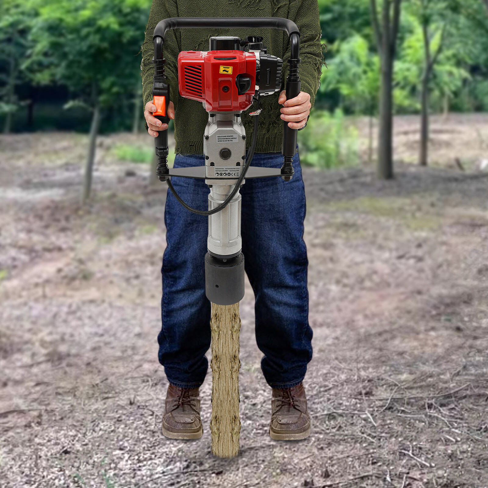 52CC Gas Powered T Post Driver Engine Gasoline 2-stroke Fence Piling Pounder