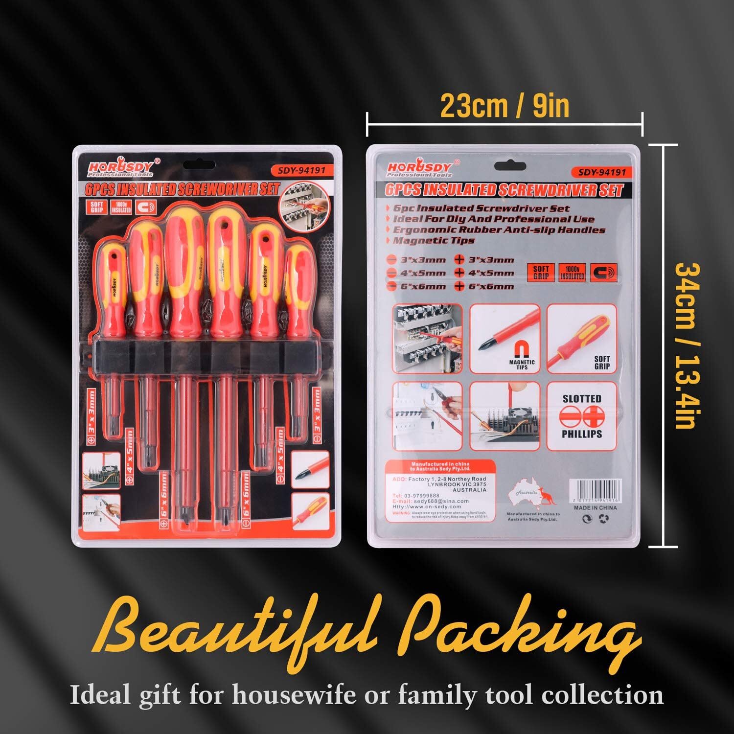 6pc 1000V Insulated Screwdriver Set with Magnetic Tips, New