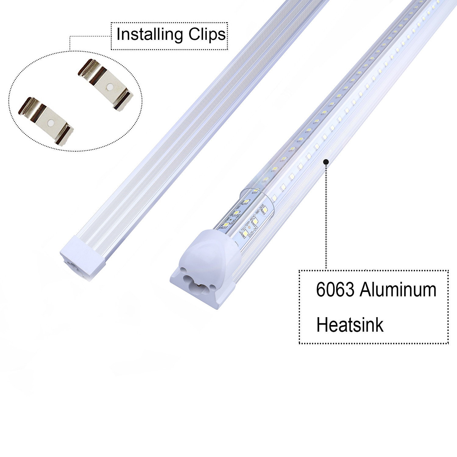 T8 LED Tube 8FT Garage Warehouse Light 8 Foot Linkable LED Shop Light Fixture