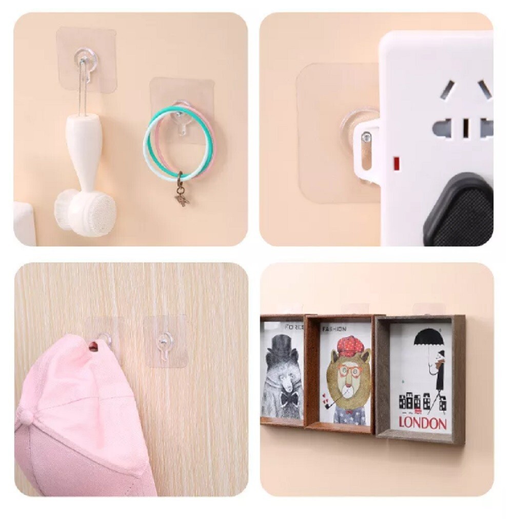 30-Pack Seamless Self-Adhesive Hanging Hooks-Punch-Free Nail and Screw Stickers