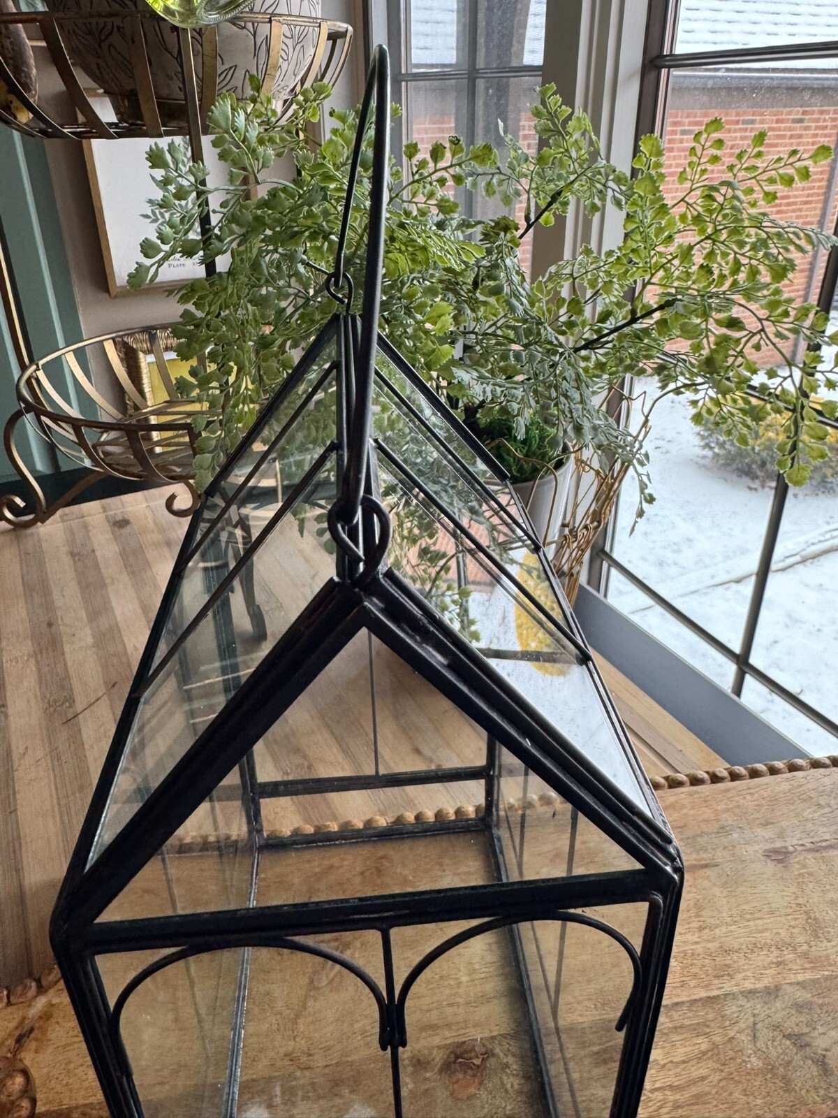 Antique Terrarium Glass w/ Metal Wardian Case Plant Container Miniature Garden