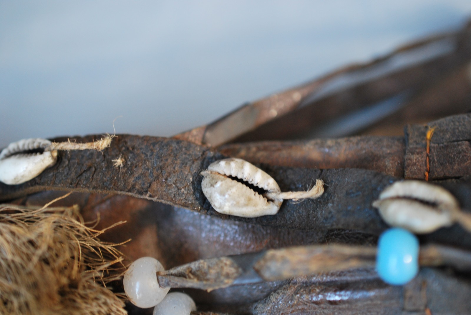 Antique Native Amer Leather Fringed Beads Shells Medicine Charm Bag & Contents