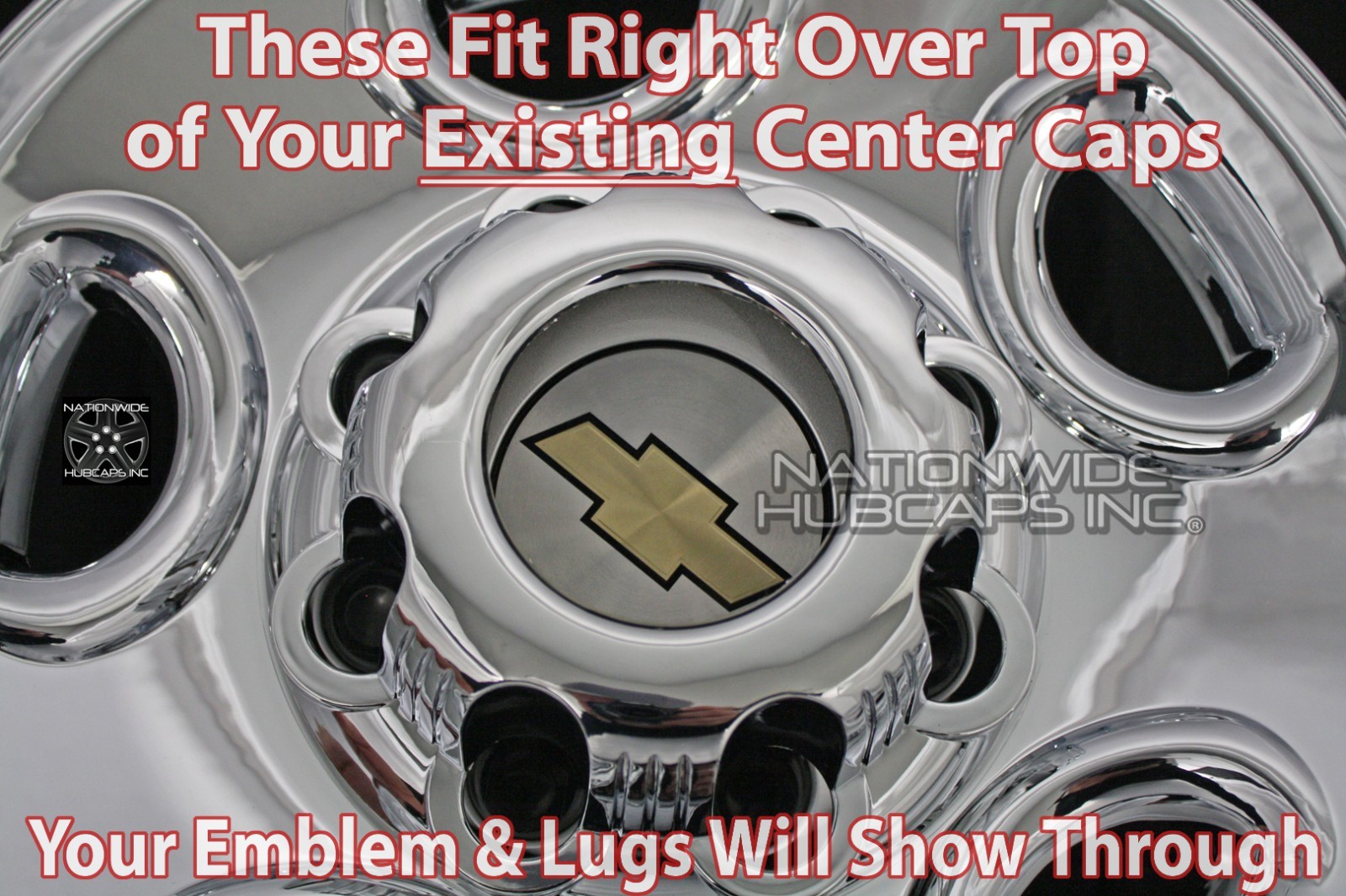 4 CHROME Express Van 16" 8 Lug Wheel Skins Hub Caps Rim Simulators Center Covers