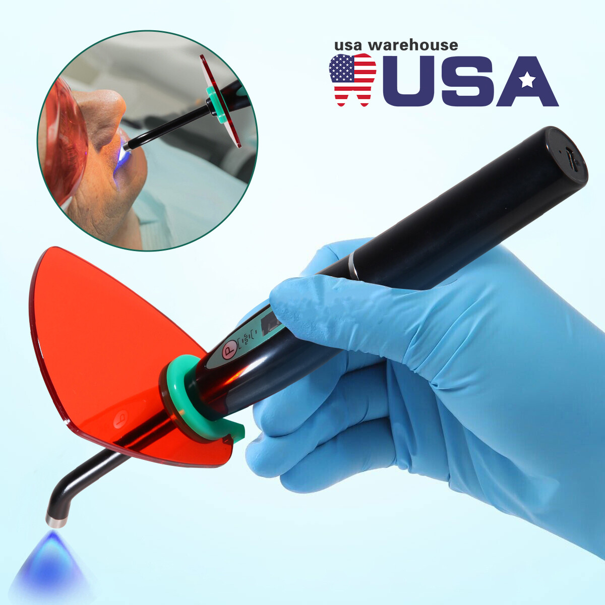 Dental Wireless Cordless LED Cure Curing Light Lamp 2000mw 5W Tool Resin Cure US