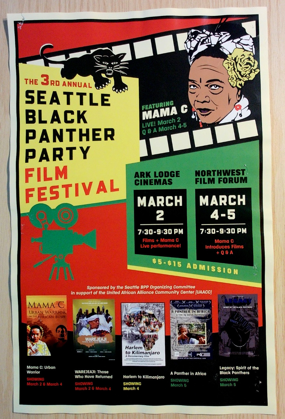 Seattle Black Panther Party BPP 3rd Film Festival Event Poster Mama C