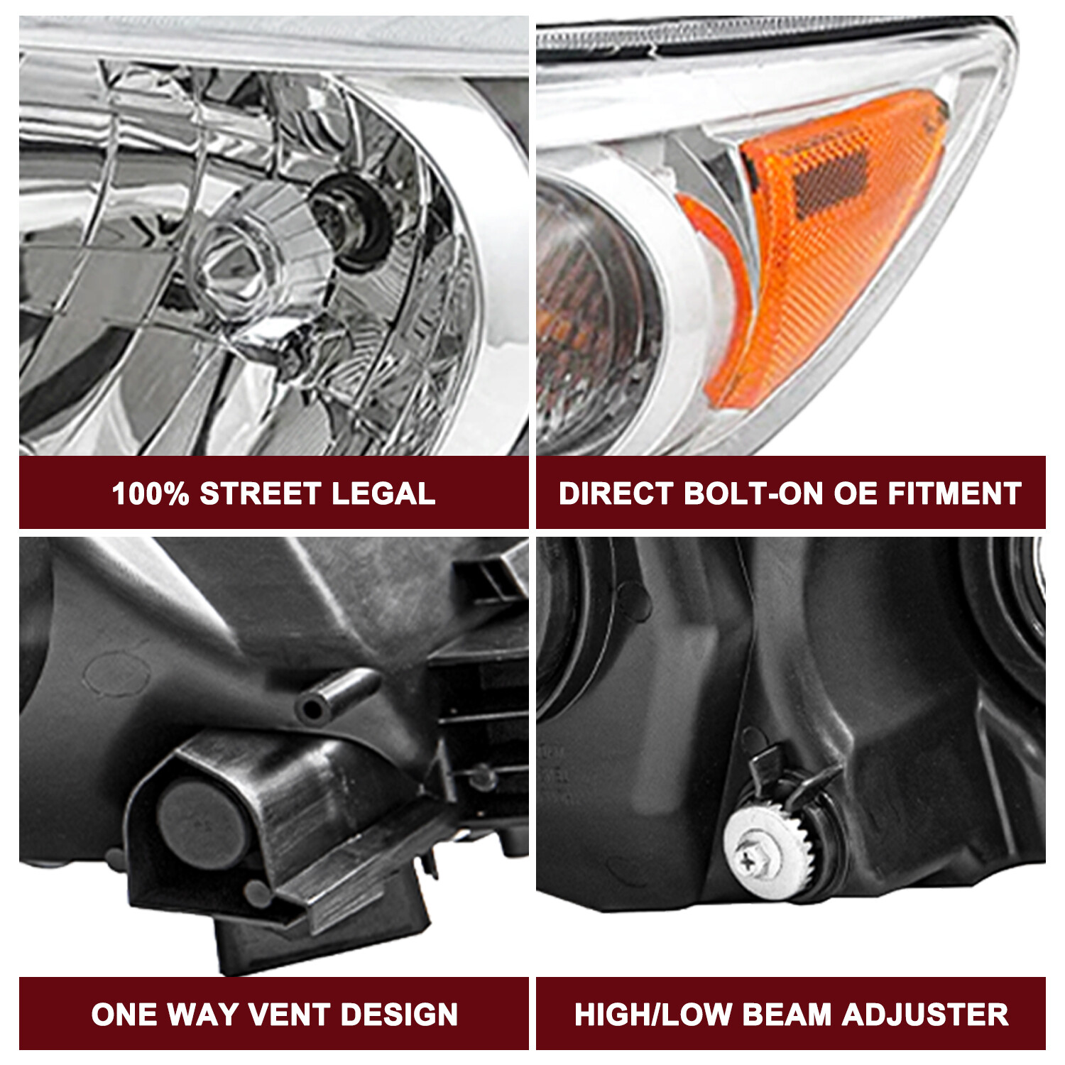 For 2009 2010 Toyota Corolla Chrome Headlights Headlamps L+R TO2502182 TO2503182