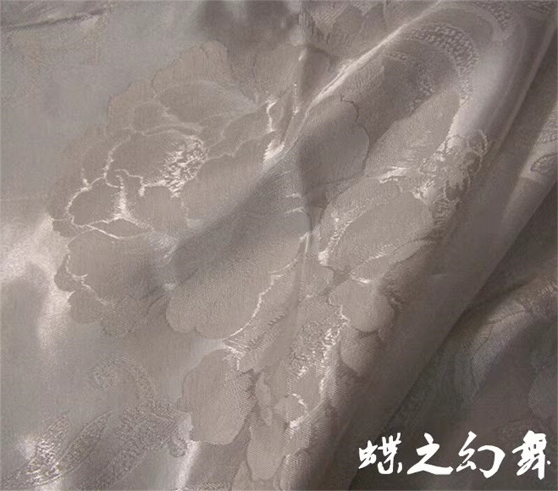 Japanese Kimono Furisode Dress Show Traditional Women White Jacquard Costume