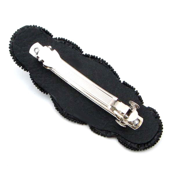 BLUE BLACK WHITE SEED NATIVE STYLE HAIR BARRETTE FRENCH CLIP Z29/4