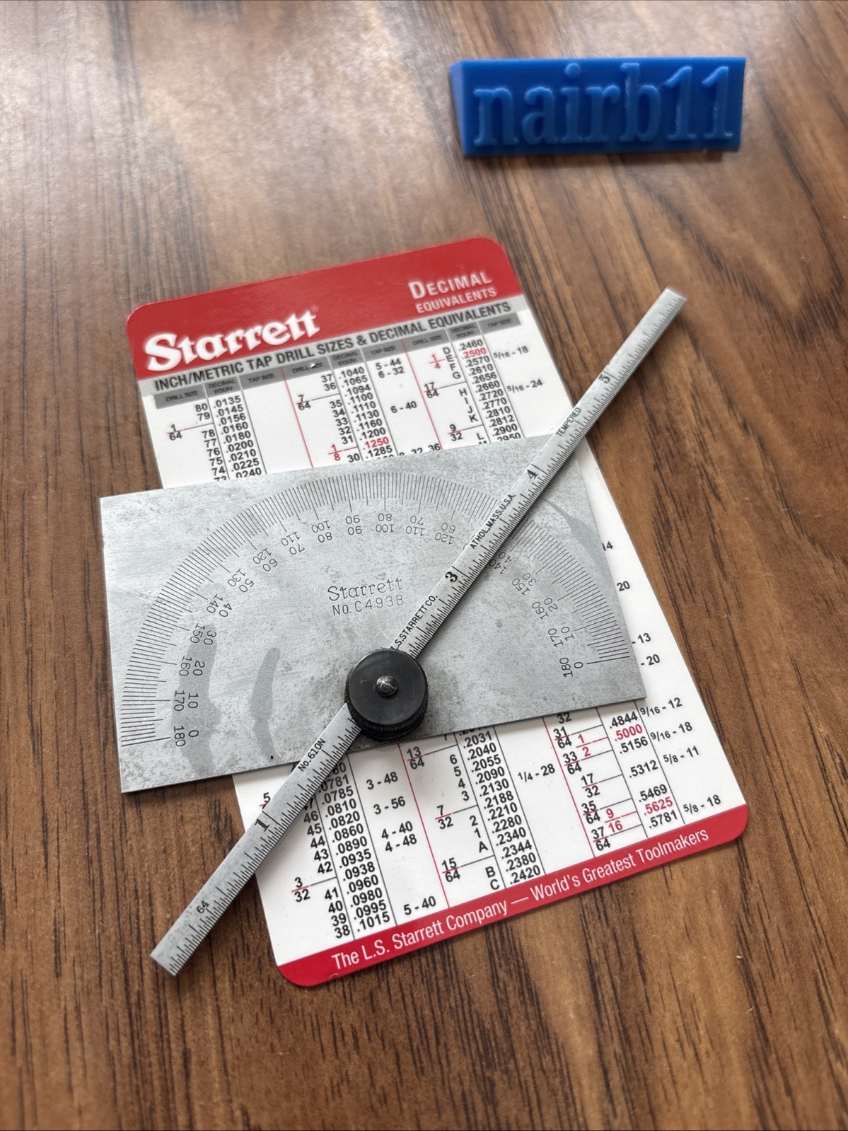 Starrett C493B Protractor w/ 6” No. 610N Rule Chrome