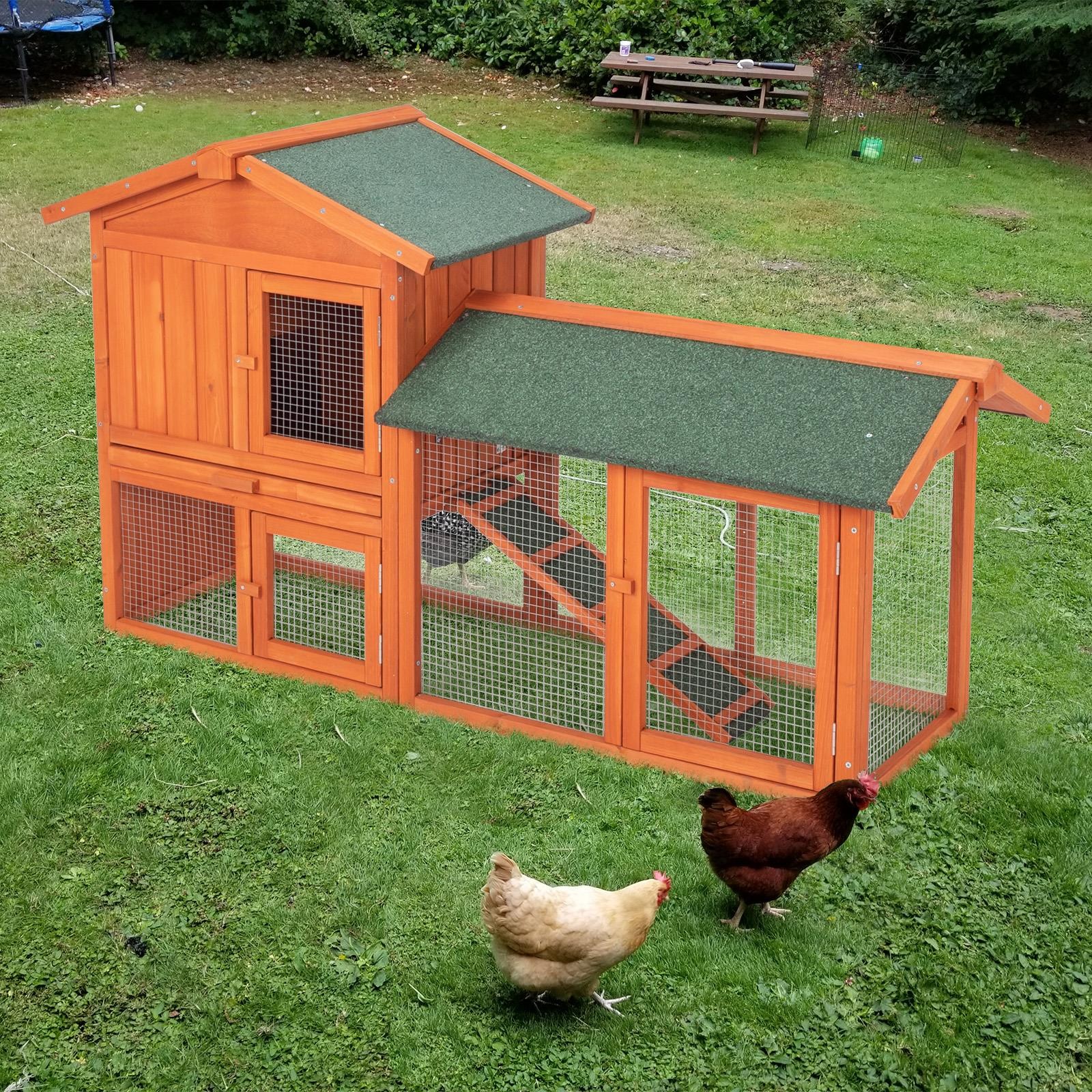Wooden Chicken Coop Hen House Poultry Hutch Pet Cage w/ Nesting Box Backyard
