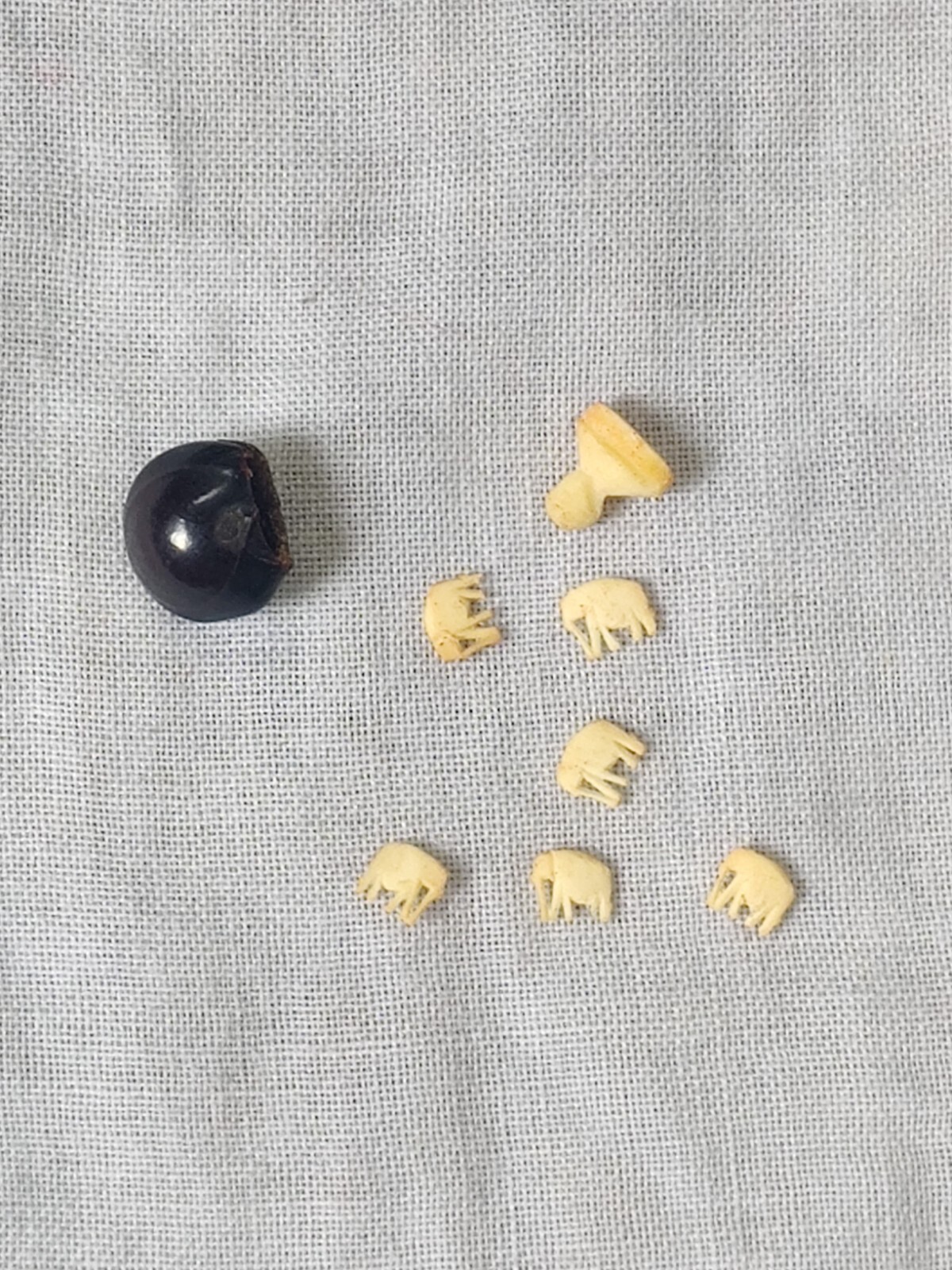 Rare Lucky Elephant/Animals  Seed 6 Tiny Carved Elephants/animals Inside Vintage
