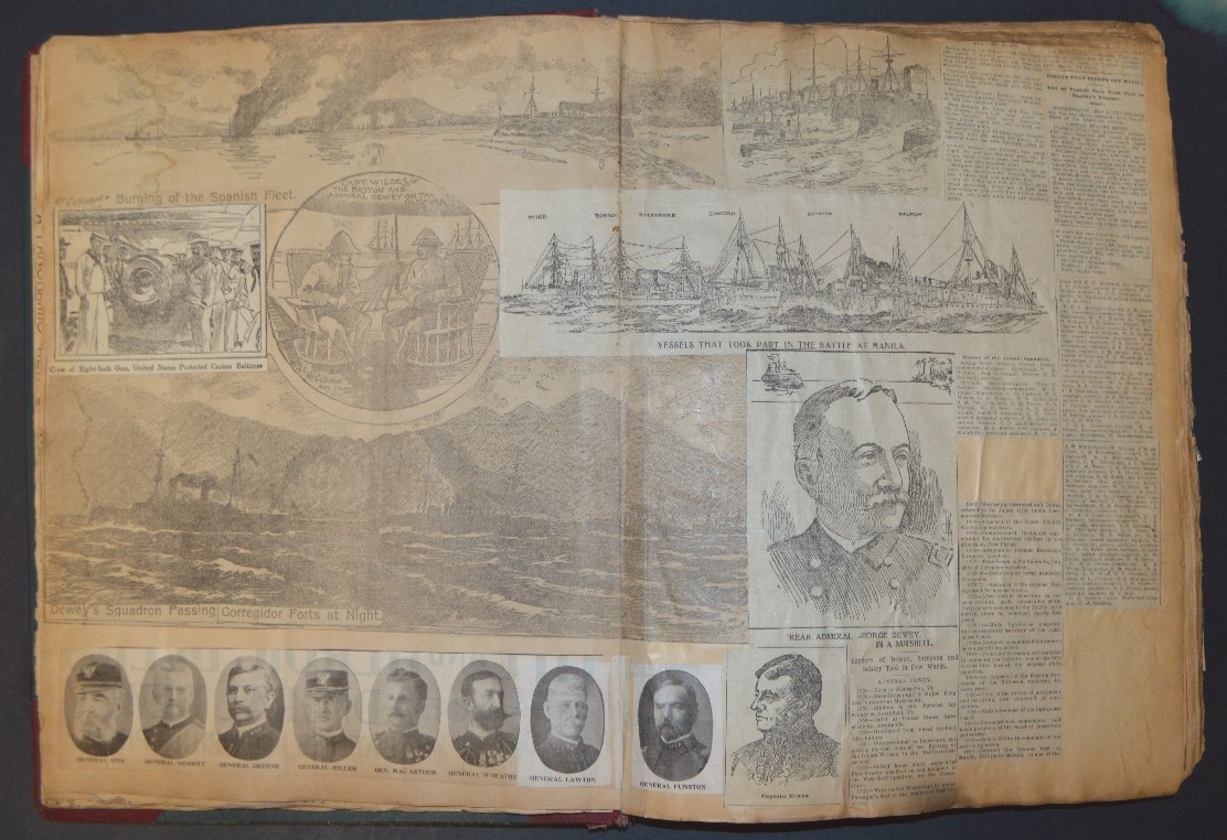 Antique 1898 SPANISH AMERICAN WAR SCRAPBOOK, Huge, Original ! Remember the Maine