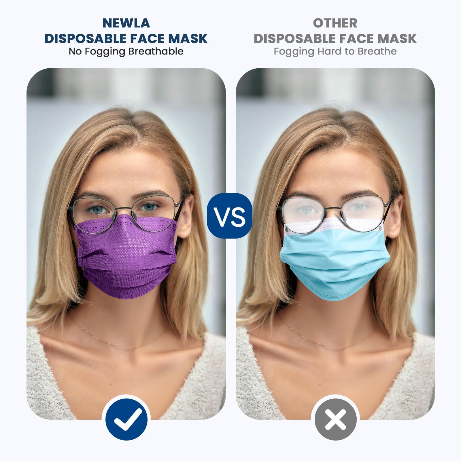 Disposable Face Mask for Adults - 4 Ply Protection, Individually Wrapped 50