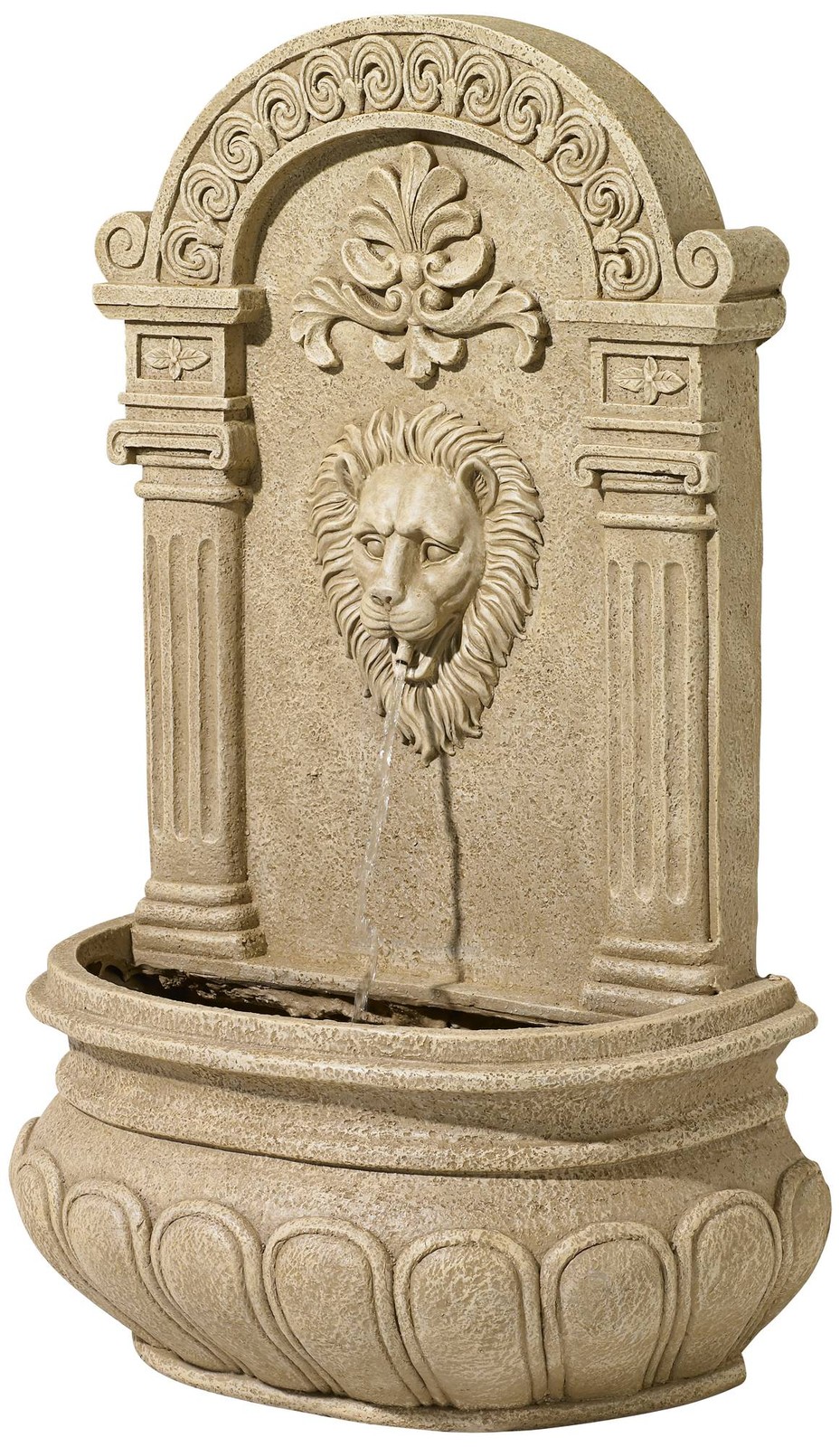 Lion Face Rustic Outdoor Wall Water Fountain 31-inch New